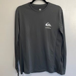 Quicksilver Mens Waterman Bamboo Check Long Sleeve Surf Tee Gray Size Small